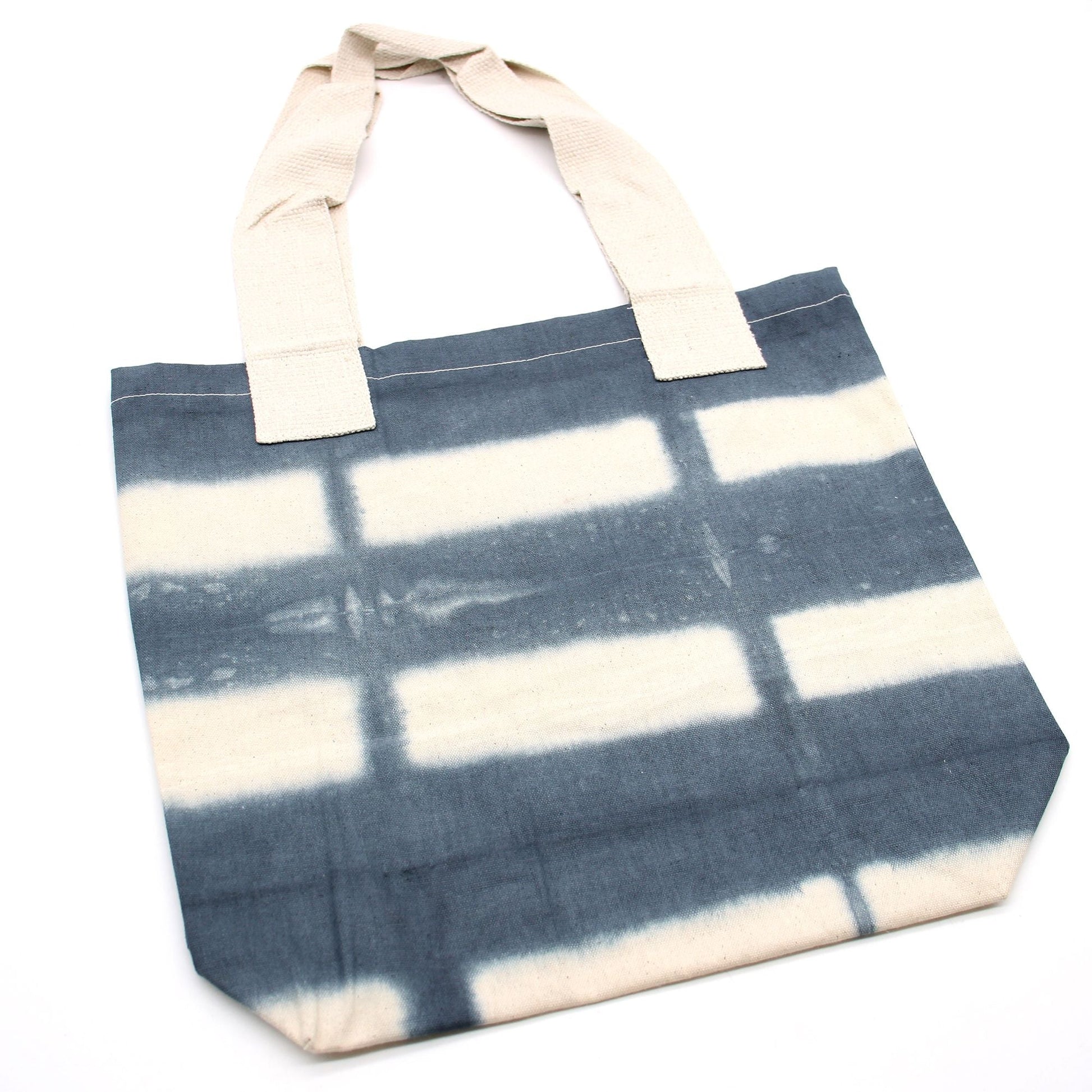 Polished Natural Tye Dye Cotton Bag 8Oz 38X42X12Cm Grey Blocks Natural Handle featuring natural patterning and unique variations - Positive Faith Hope Love