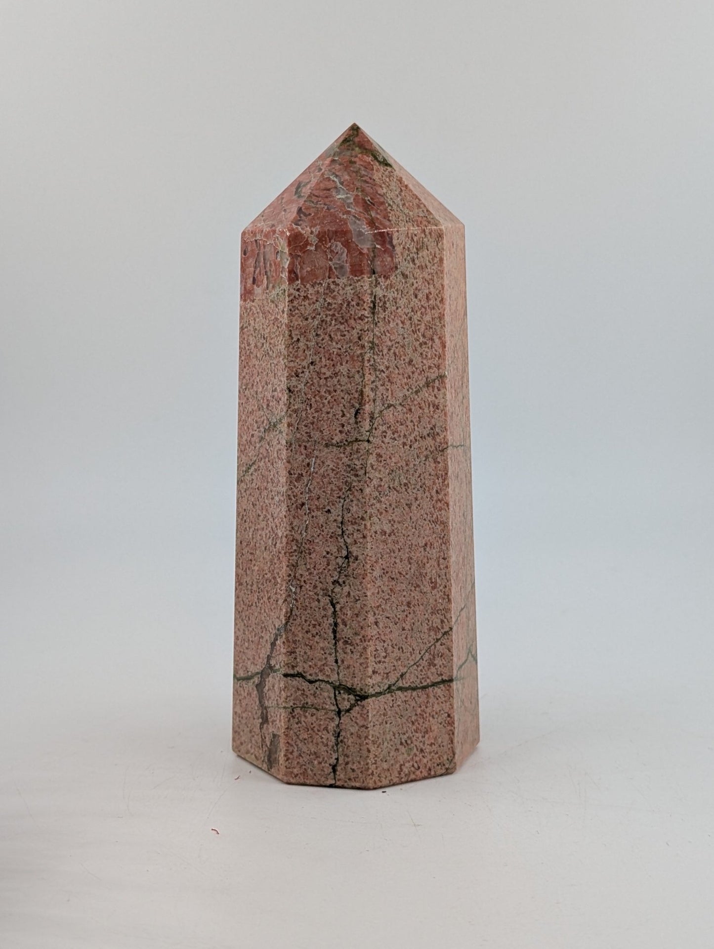 Natural Unakite Point 526g - Positive Faith Hope Love