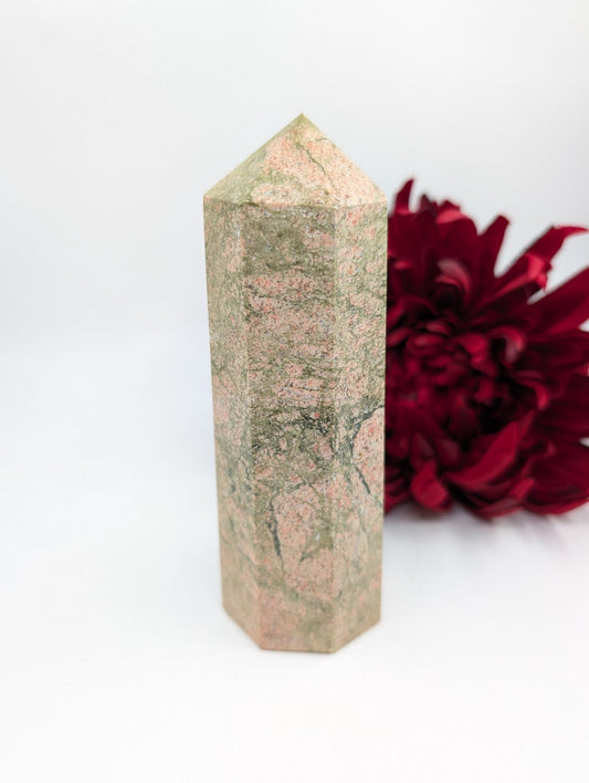 Natural Unakite Tower 610g - Positive Faith Hope Love