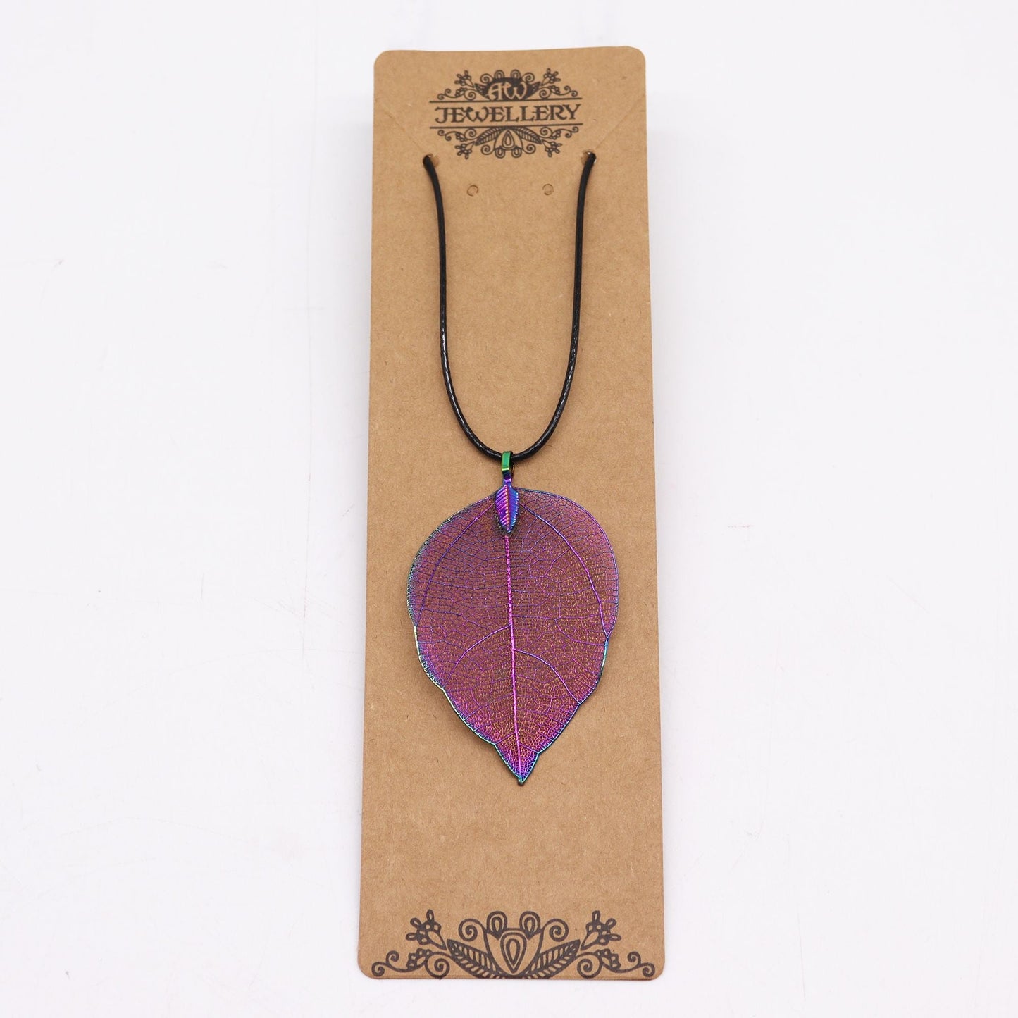 Polished Necklace Bravery Leaf Multicoloured featuring natural patterning and unique variations - Positive Faith Hope Love