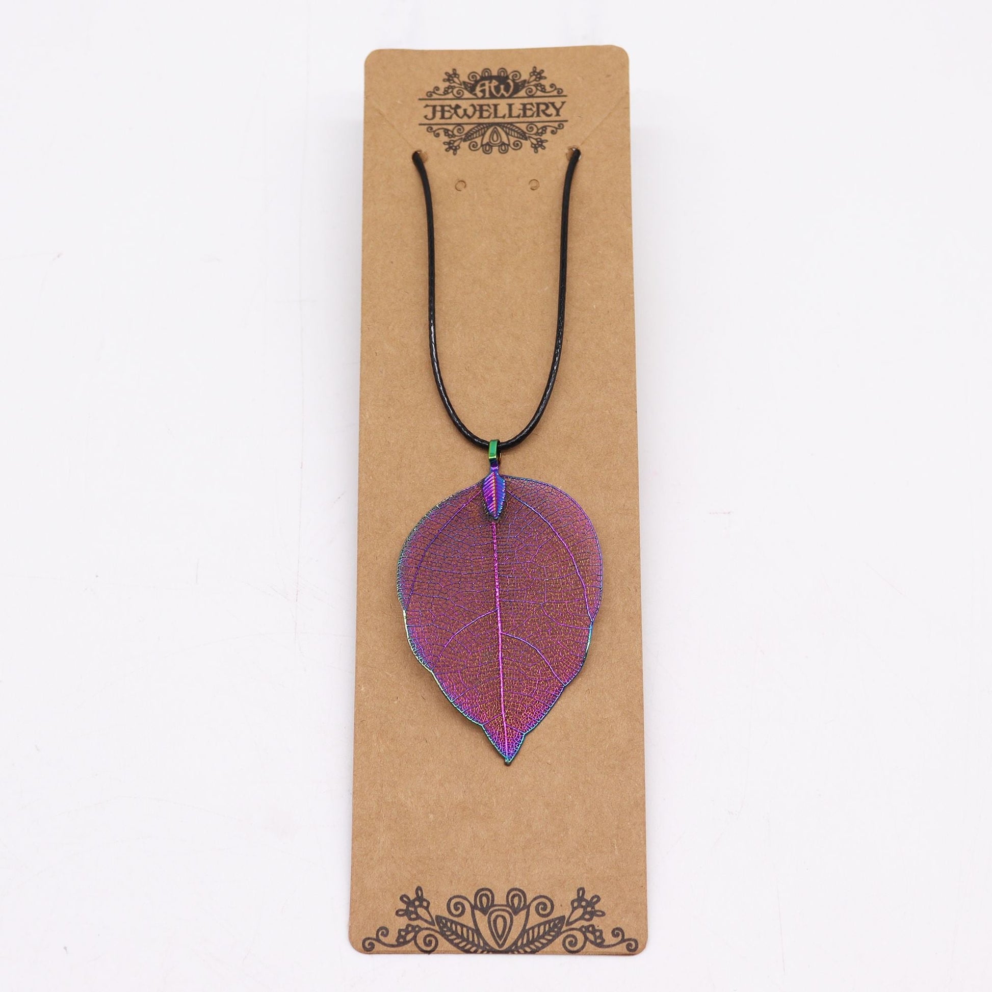 Polished Necklace Bravery Leaf Multicoloured featuring natural patterning and unique variations - Positive Faith Hope Love