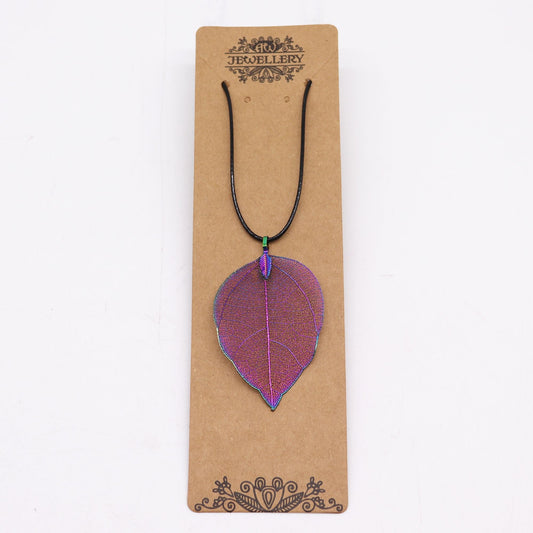 Polished Necklace Bravery Leaf Multicoloured featuring natural patterning and unique variations - Positive Faith Hope Love