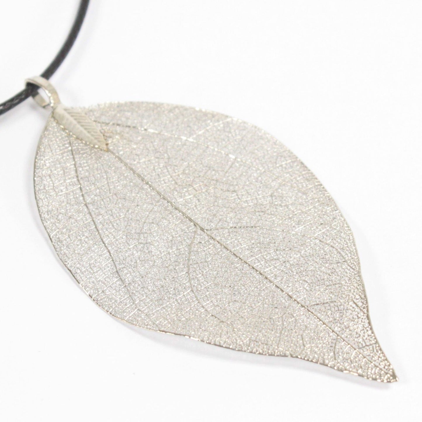 Polished Necklace - Bravery Leaf - Silver featuring natural patterning and unique variations - Positive Faith Hope Love