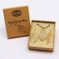 Polished Necklace Earring Set Bravery Leaf Gold featuring natural patterning and unique variations - Positive Faith Hope Love