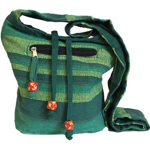 Polished Nepal Sling Bag - Forest Green featuring natural patterning and unique variations - Positive Faith Hope Love