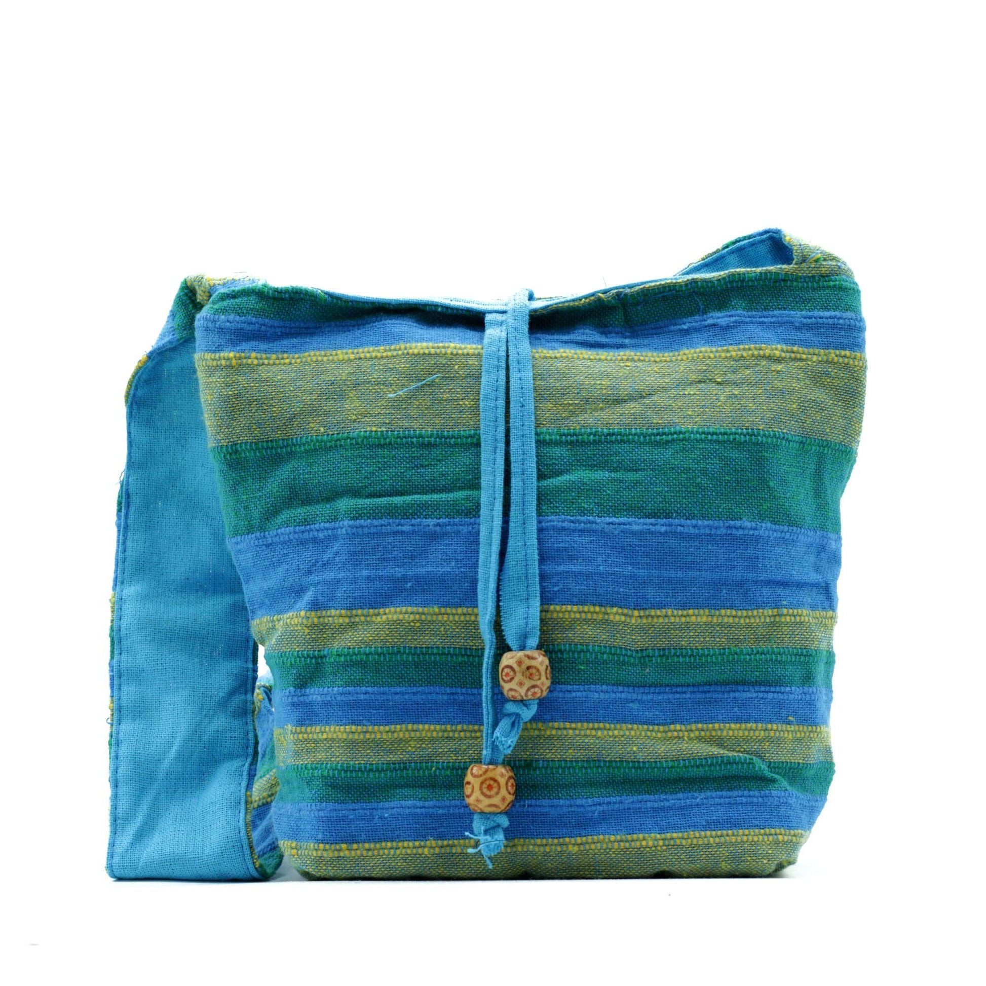 Polished Nepal Sling Bag - Spring Meadows Green & Blue featuring natural patterning and unique variations - Positive Faith Hope Love