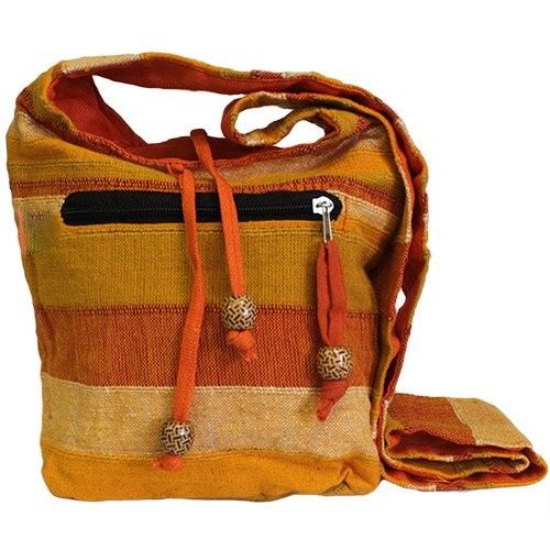 Polished Nepal Sling Bag - Sunrise Orange featuring natural patterning and unique variations - Positive Faith Hope Love