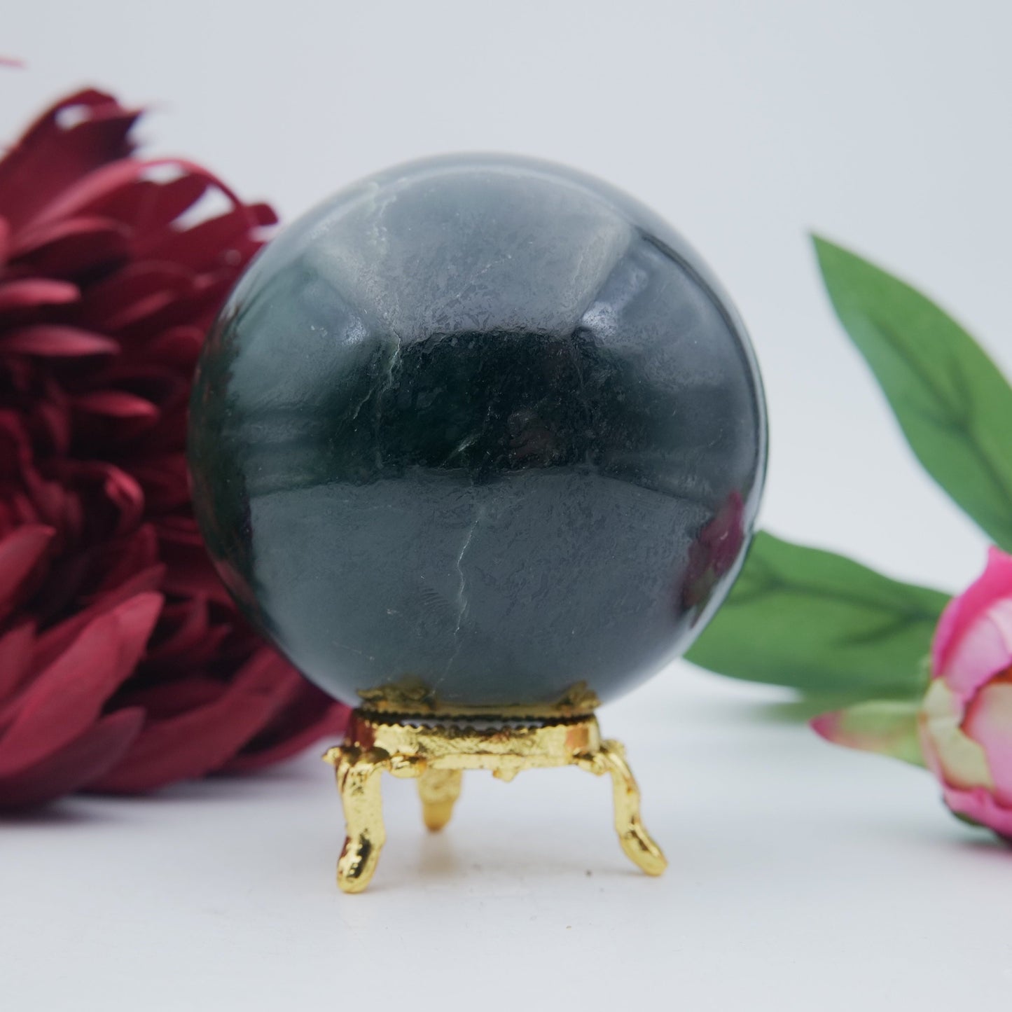 Nephrite Jade Sphere — 600 g (70 mm) - Positive Faith Hope Love