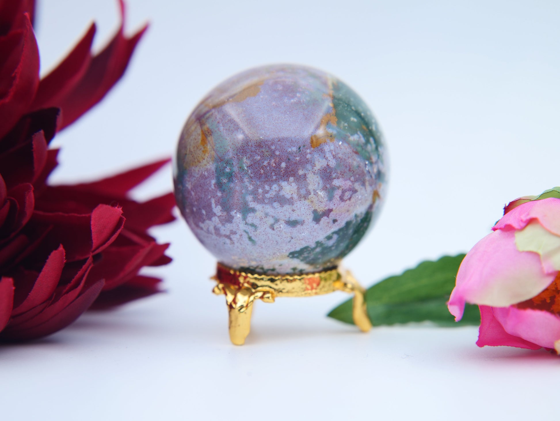 Ocean Jasper Sphere – 51 mm / 180 g - Positive Faith Hope Love