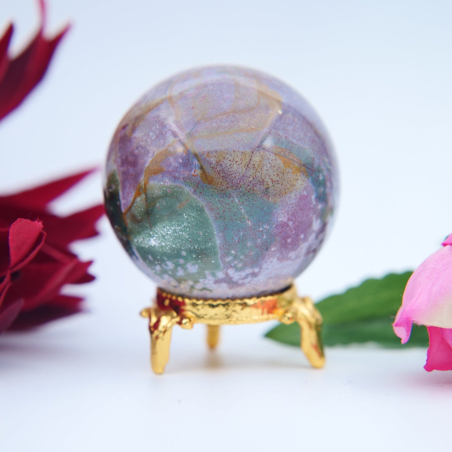 Ocean Jasper Sphere – 51 mm / 180 g - Positive Faith Hope Love