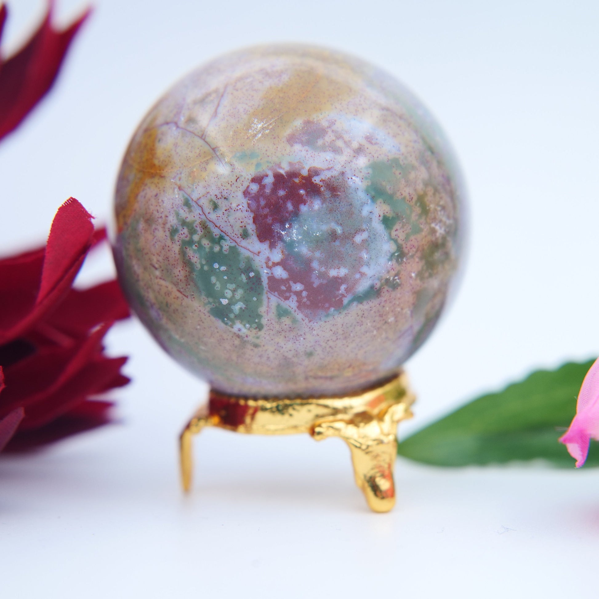 Ocean Jasper Sphere – 54 mm / 215 g - Positive Faith Hope Love