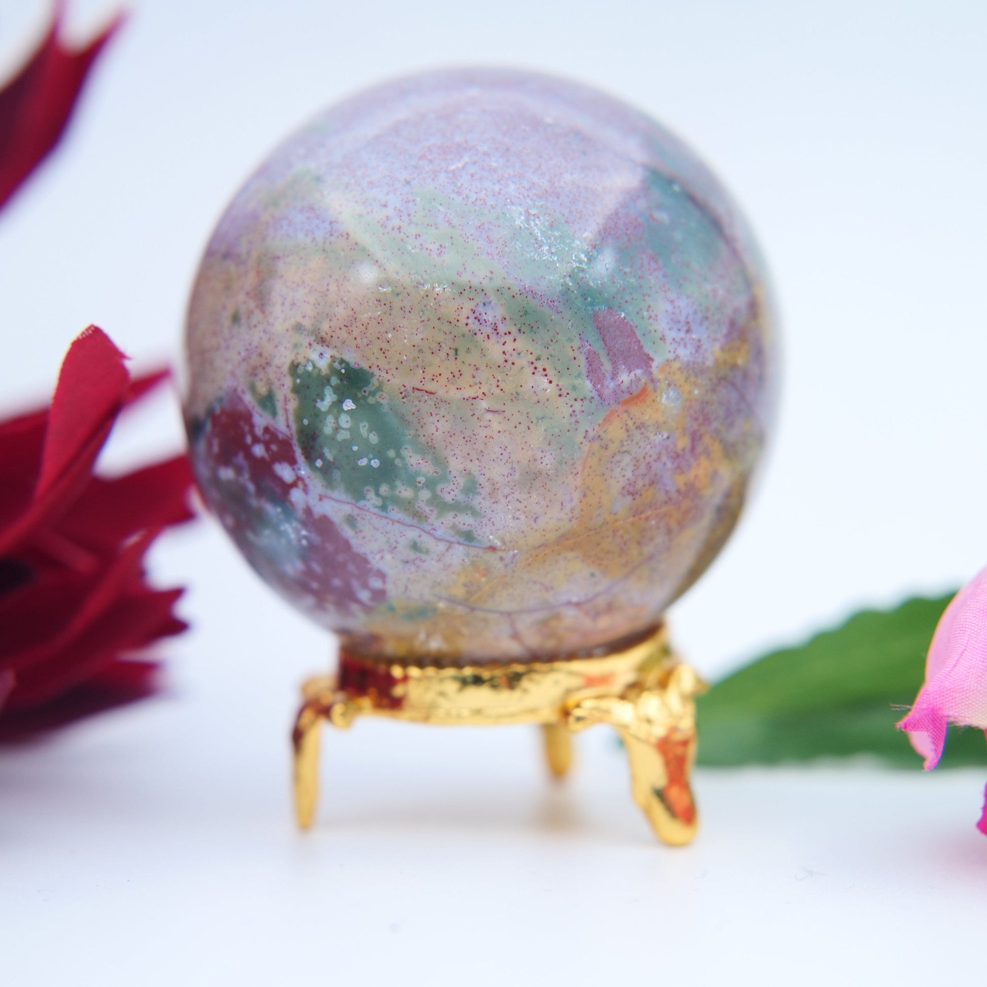 Ocean Jasper Sphere – 54 mm / 215 g - Positive Faith Hope Love