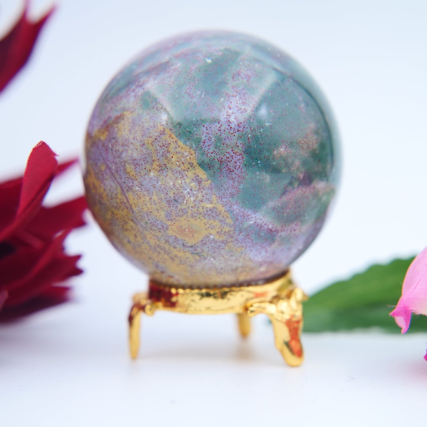 Ocean Jasper Sphere – 54 mm / 215 g - Positive Faith Hope Love