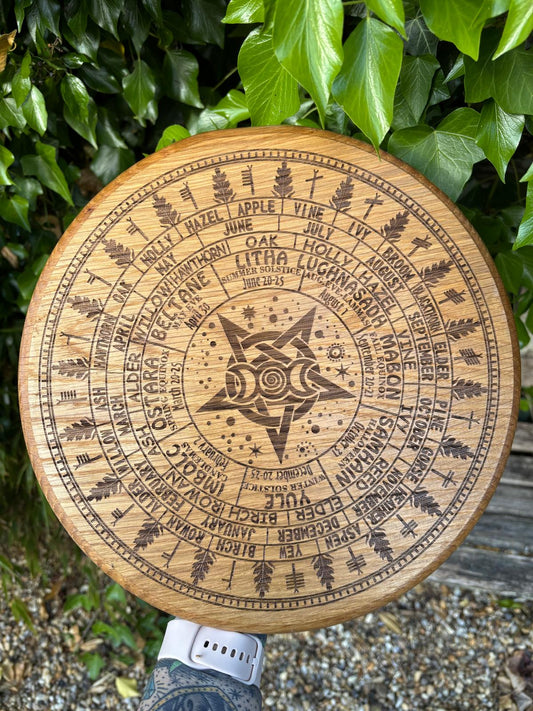 Polished Ogham Runes Calendar Oak featuring natural patterning and unique variations - Positive Faith Hope Love