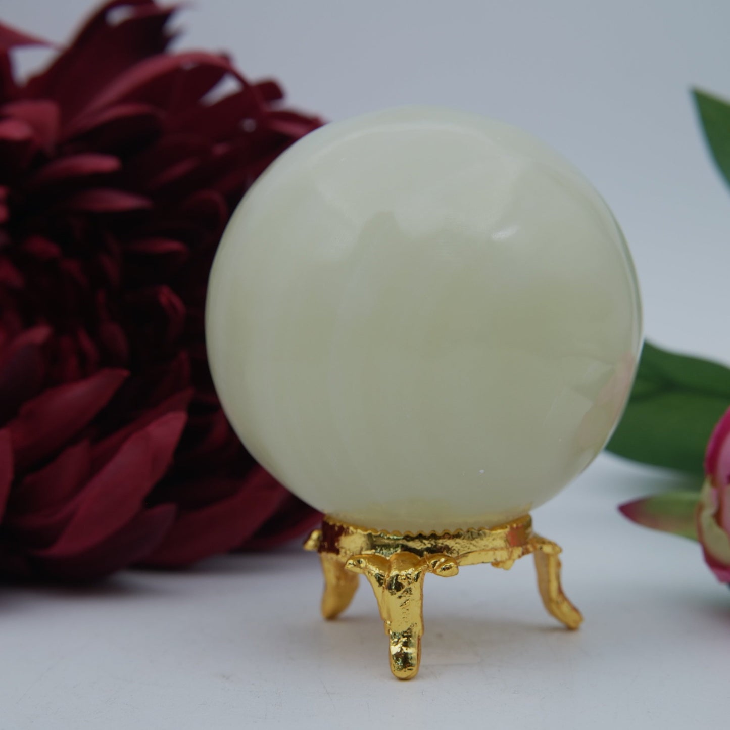 Polished Onyx Sphere 382 Grams featuring natural patterning and unique variations - Positive Faith Hope Love