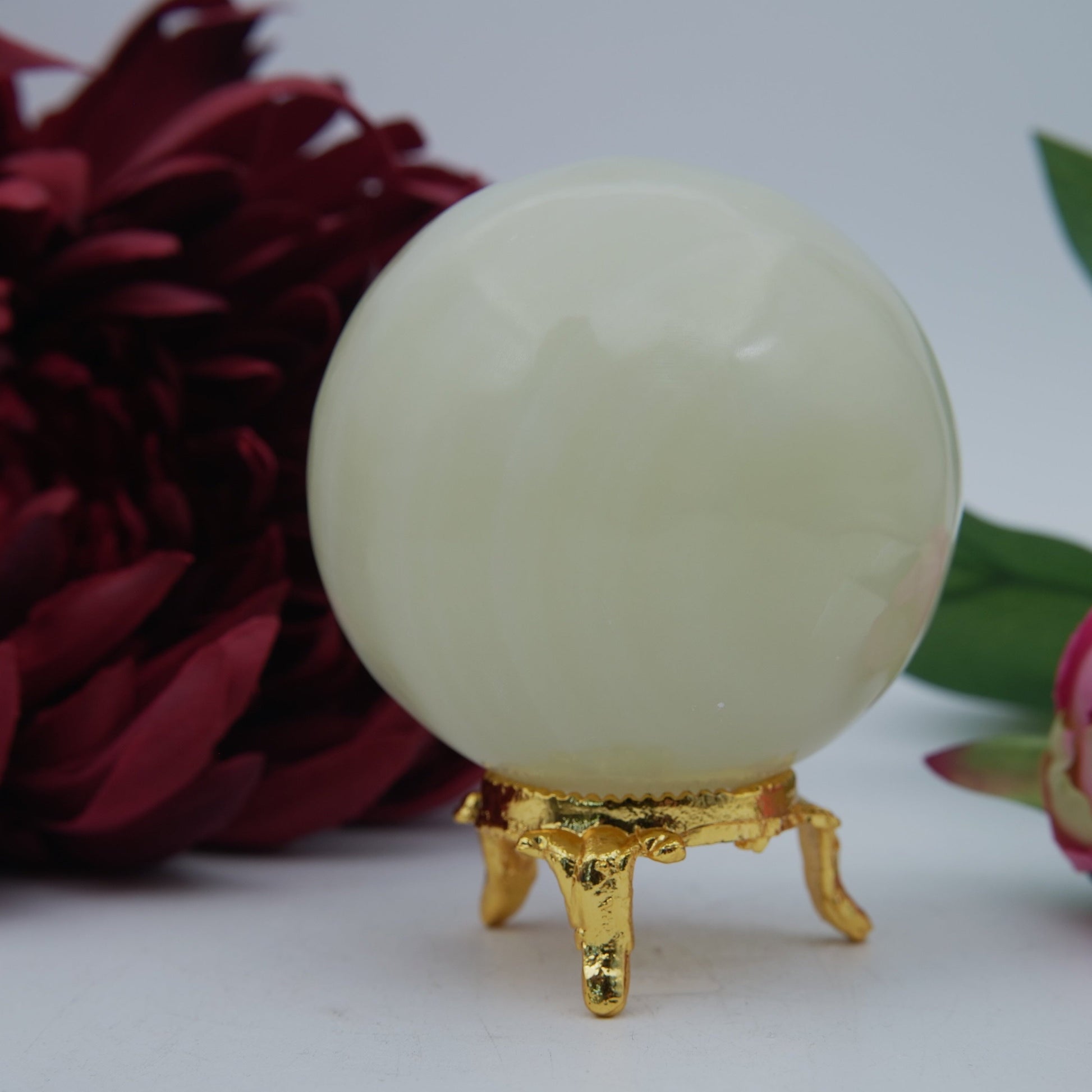 Polished Onyx Sphere 382 Grams featuring natural patterning and unique variations - Positive Faith Hope Love