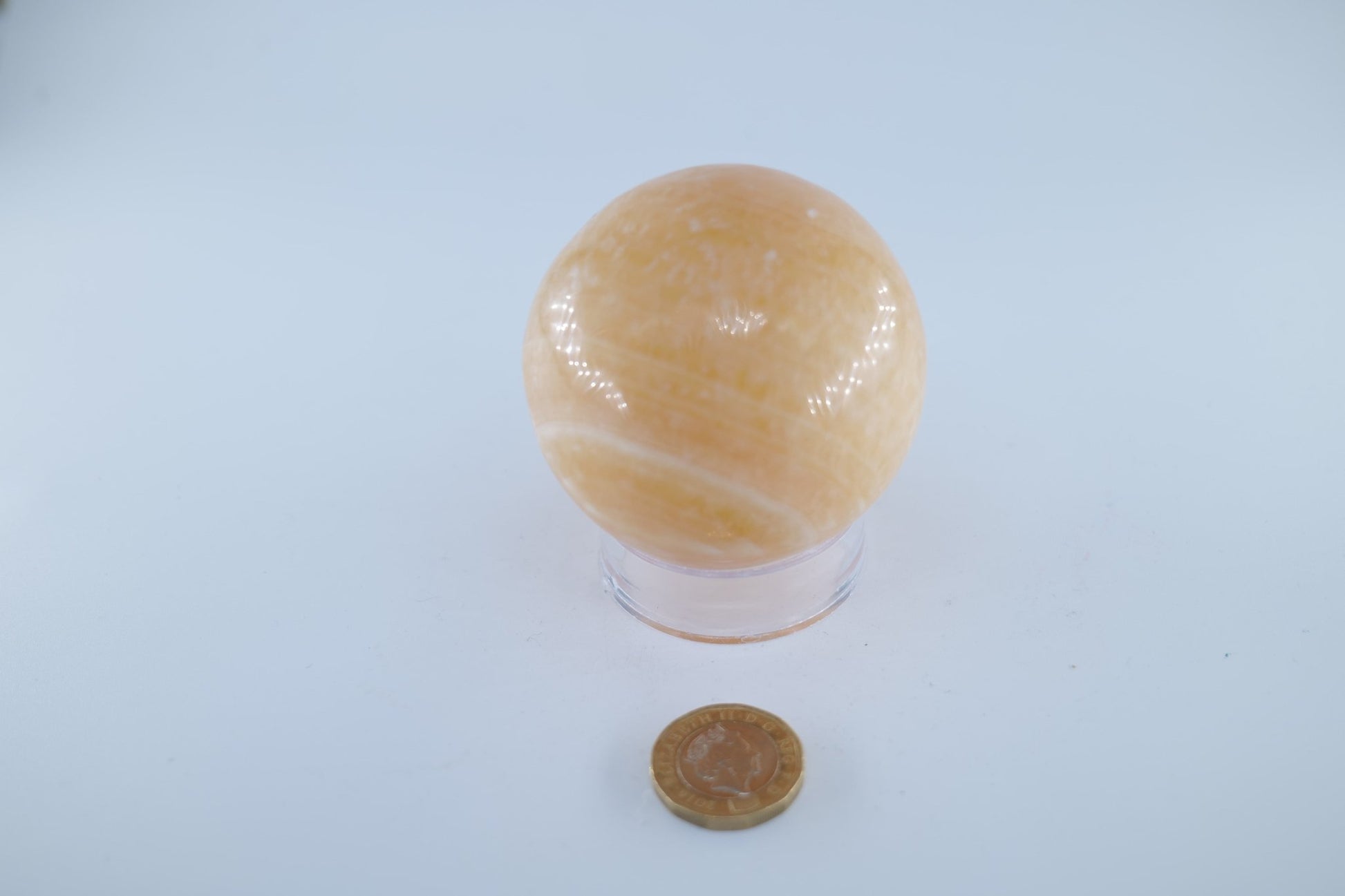 Orange Calcite Sphere 371 grams - Positive Faith Hope Love