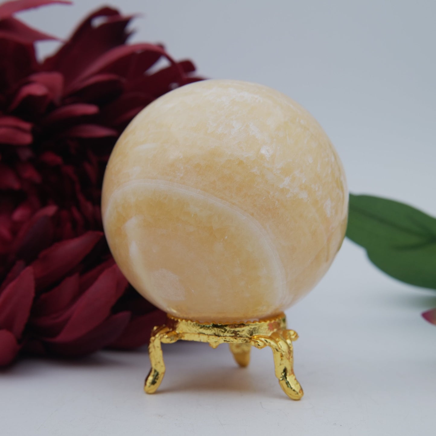 Orange Calcite Sphere — 371g - Positive Faith Hope Love