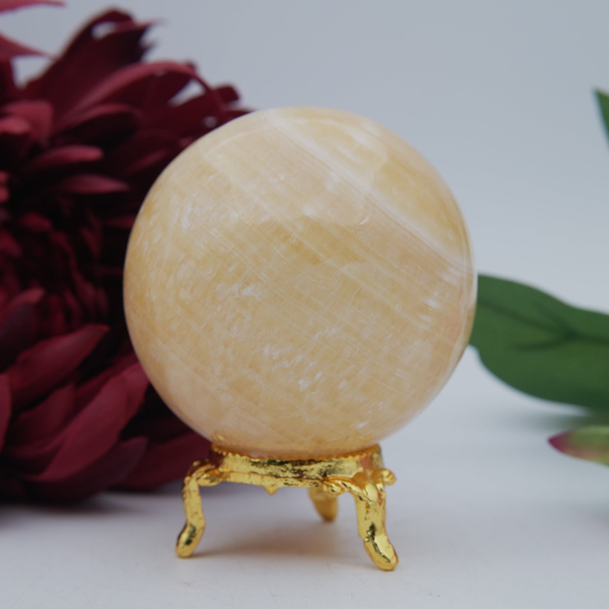 Orange Calcite Sphere — 371g - Positive Faith Hope Love