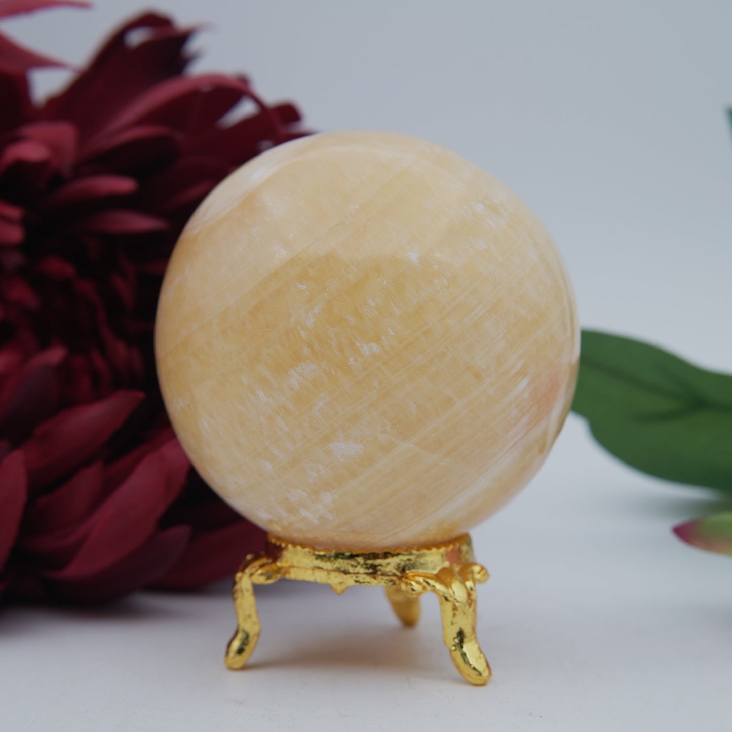 Orange Calcite Sphere — 371g - Positive Faith Hope Love