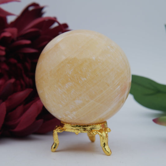 Orange Calcite Sphere — 371g - Positive Faith Hope Love