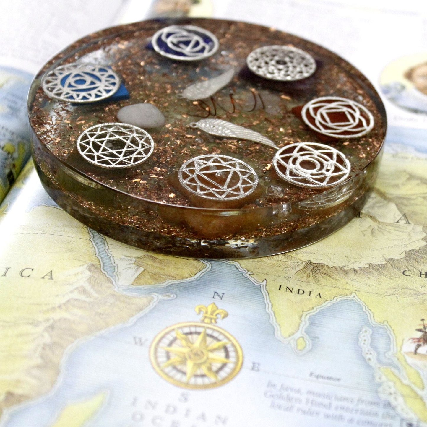 Polished Orgonite Desk Power Packs Angel Chakra Lrg featuring natural patterning and unique variations - Positive Faith Hope Love