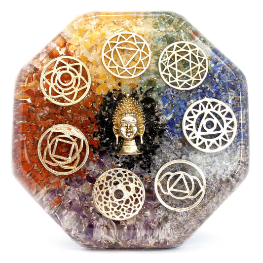 Polished Orgonite Desk Power Packs Buddha Chakra Lrg featuring natural patterning and unique variations - Positive Faith Hope Love