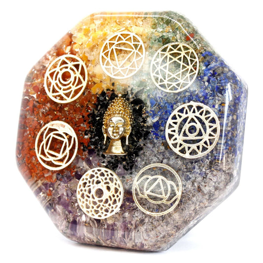 Polished Orgonite Desk Power Packs - Buddha Chakra - Lrg featuring natural patterning and unique variations - Positive Faith Hope Love