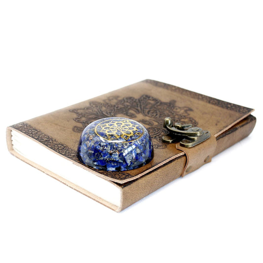 Polished Orgonite Desk Power Packs Lapis Dome featuring royal blue tone with gold flecks - Positive Faith Hope Love