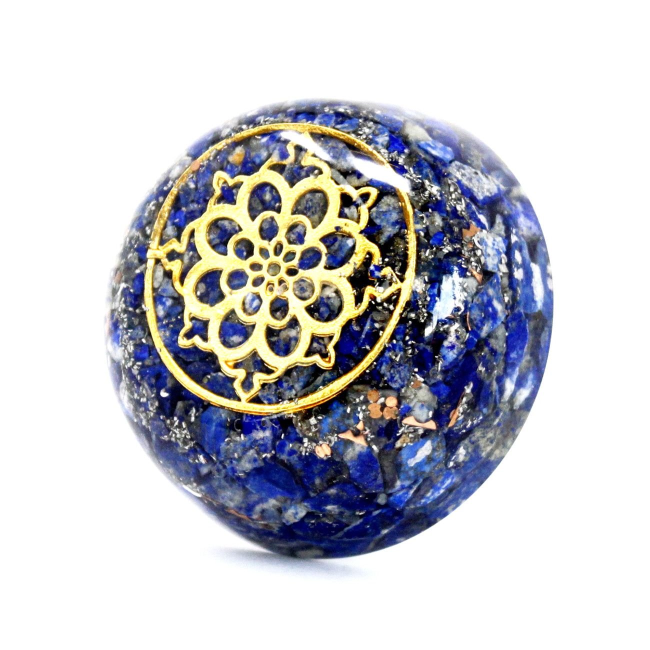 Polished Orgonite Desk Power Packs - Lapis Dome featuring royal blue tone with gold flecks - Positive Faith Hope Love