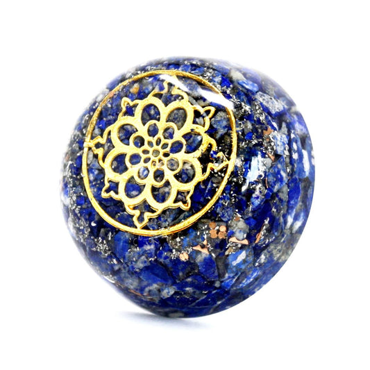 Polished Orgonite Desk Power Packs - Lapis Dome featuring royal blue tone with gold flecks - Positive Faith Hope Love