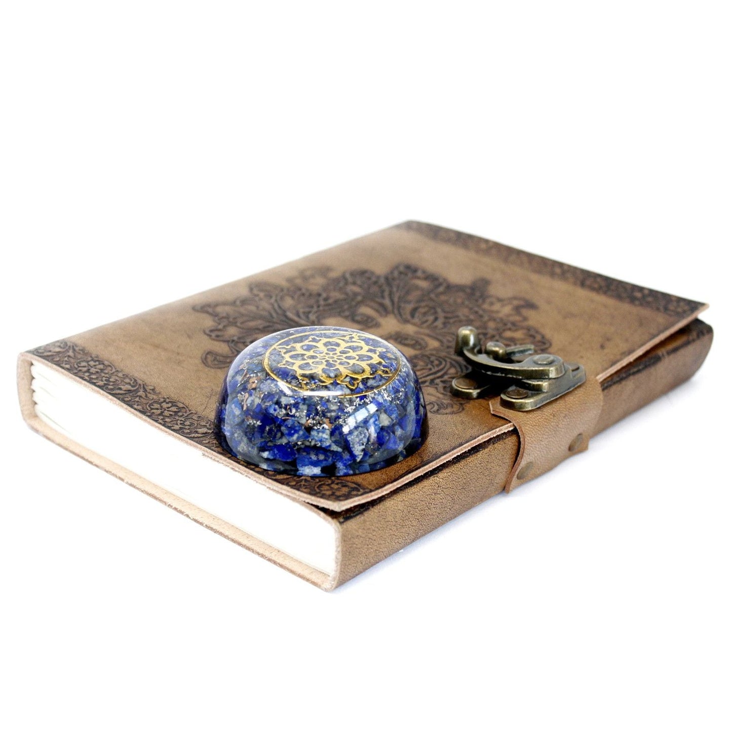 Polished Orgonite Desk Power Packs Multi Stone Dome featuring natural patterning and unique variations - Positive Faith Hope Love