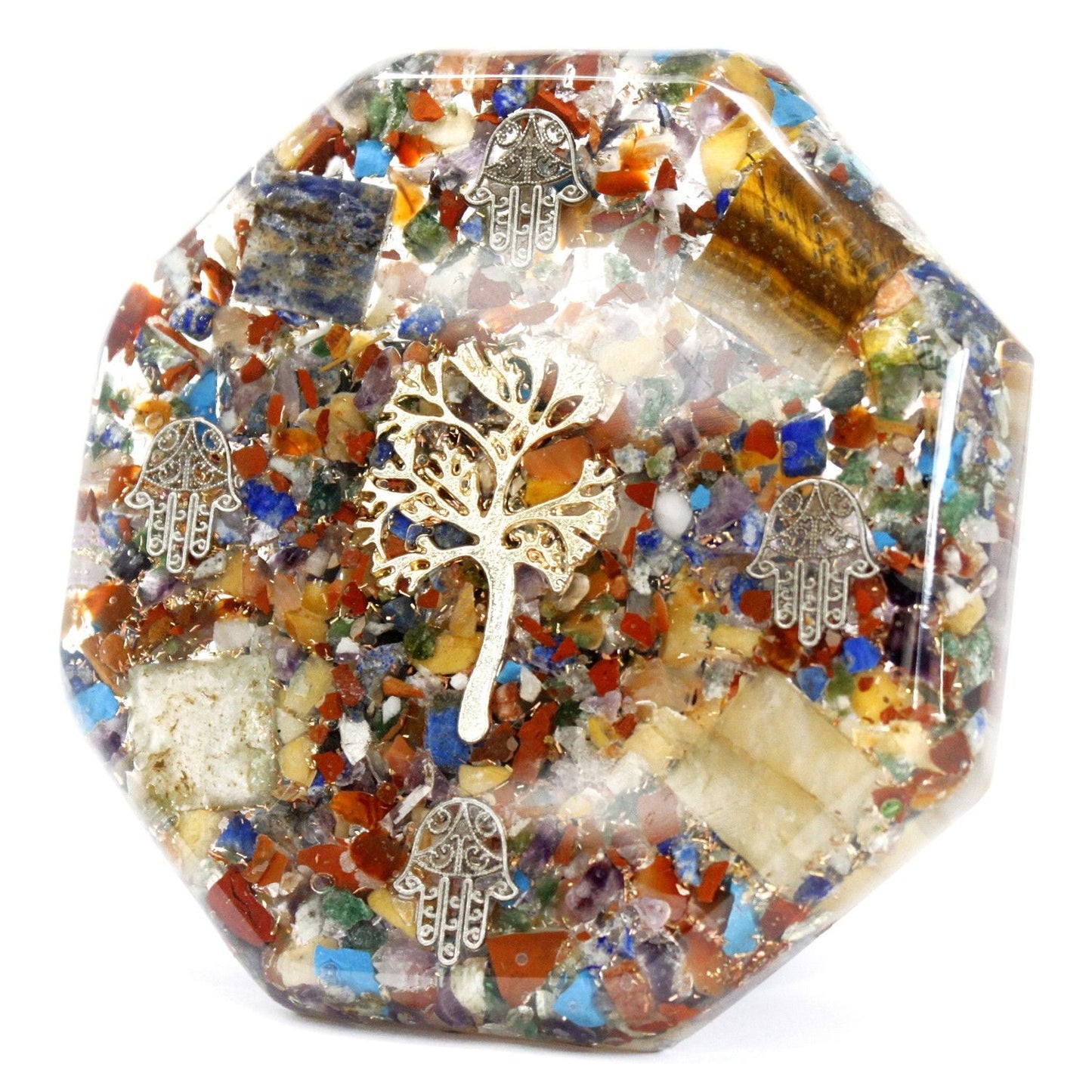 Polished Orgonite Desk Power Packs Tree Of Life Lrg featuring natural patterning and unique variations - Positive Faith Hope Love
