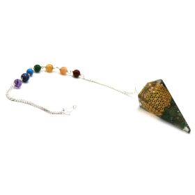Polished Orgonite Power Chakra Pendulum - Flower of Life featuring natural patterning and unique variations - Positive Faith Hope Love