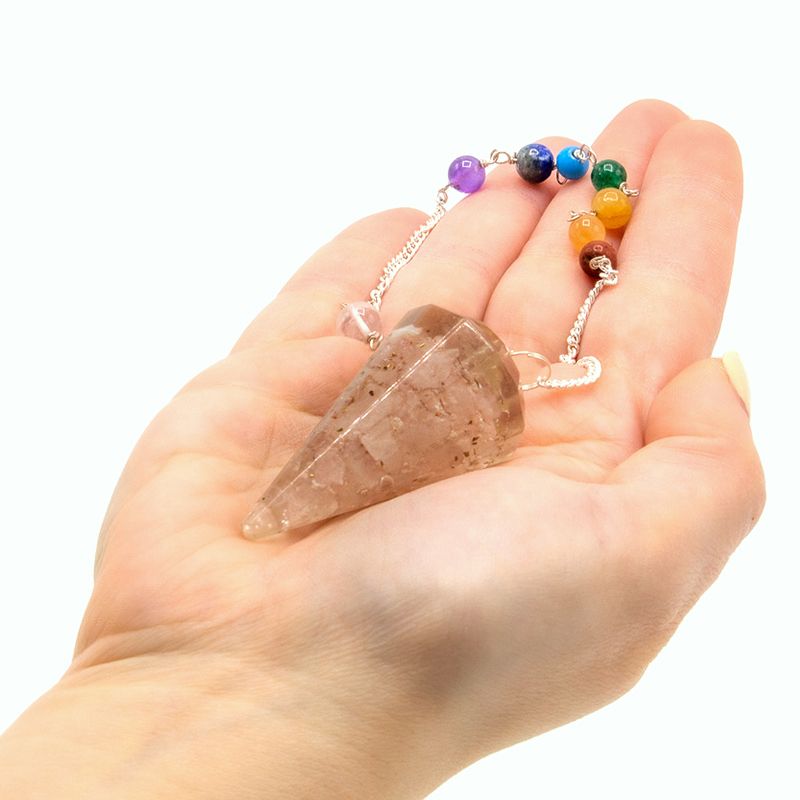Polished Orgonite Power Chakra Pendulum Rose Quartz featuring soft pink tone and gentle translucence - Positive Faith Hope Love