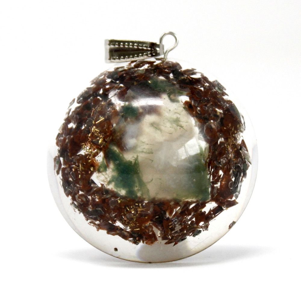 Polished Orgonite Power Pendant - Power Block in Dome featuring natural patterning and unique variations - Positive Faith Hope Love
