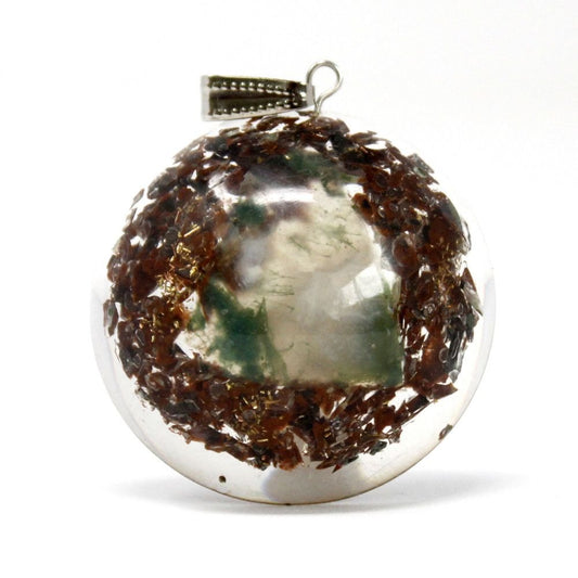 Polished Orgonite Power Pendant - Power Block in Dome featuring natural patterning and unique variations - Positive Faith Hope Love