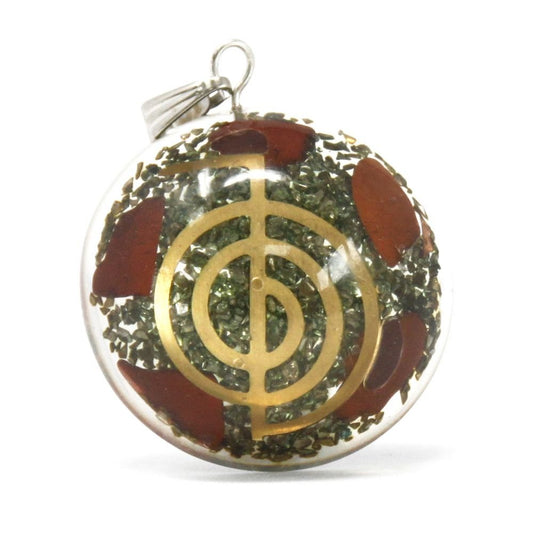 Polished Orgonite Power Pendant - Symbolic Power Dome featuring natural patterning and unique variations - Positive Faith Hope Love