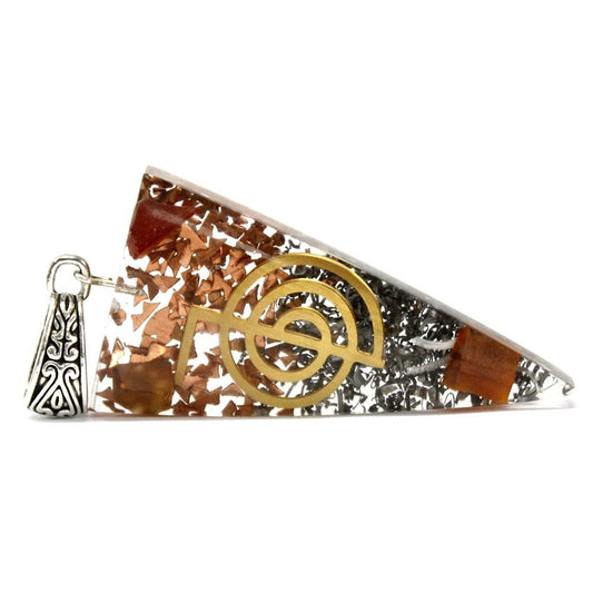 Polished Orgonite Power Pendant - Three Metals Power Point featuring natural patterning and unique variations - Positive Faith Hope Love