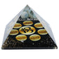 Polished Orgonite Pyramid - Midnight Om Chakra - 90mm featuring natural patterning and unique variations - Positive Faith Hope Love