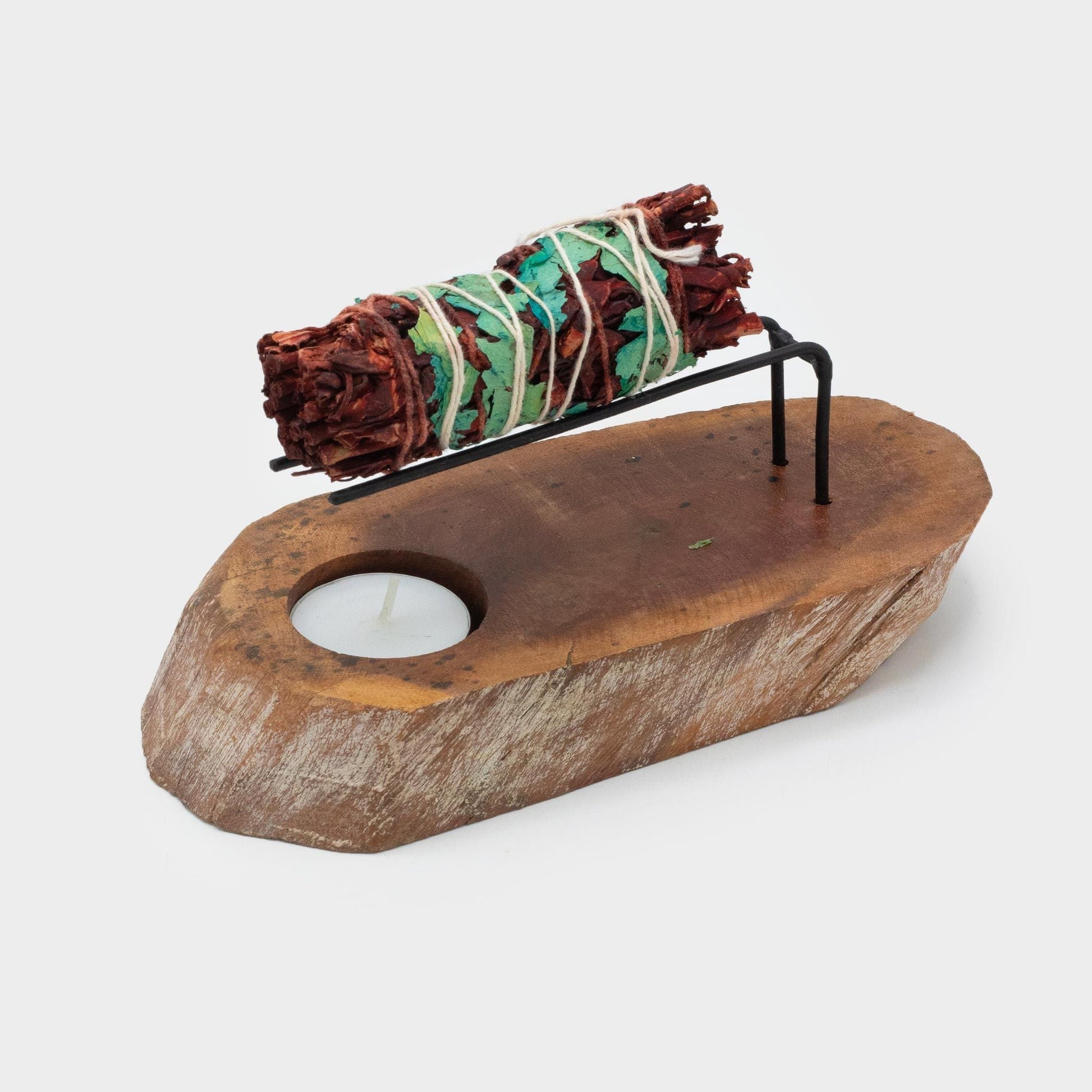 Polished Palo Santo Heater Whitewash Gamel Wood featuring natural patterning and unique variations - Positive Faith Hope Love