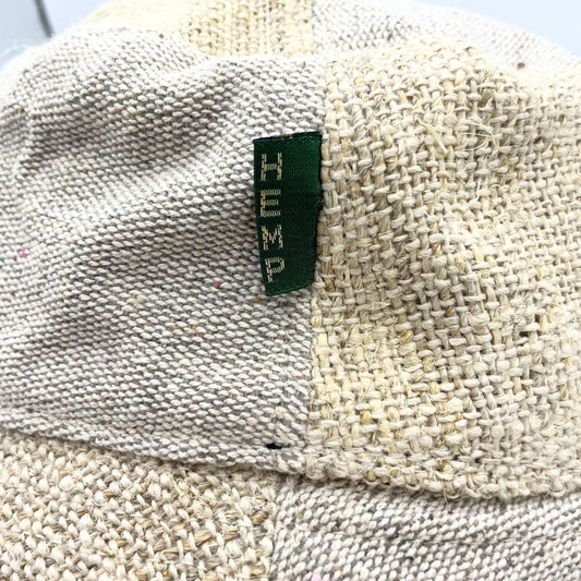 Polished Patched Hemp Cotton Boho Festival Hat Natural featuring natural patterning and unique variations - Positive Faith Hope Love