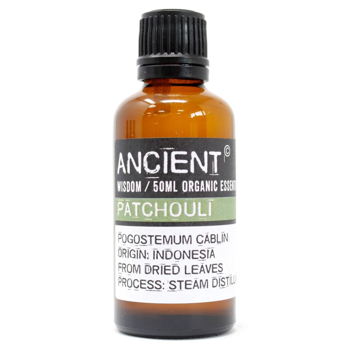 Polished Patchouli Organic Essential Oil 50ml featuring natural patterning and unique variations - Positive Faith Hope Love