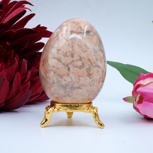 Peach Moonstone Egg — 211g (65×50mm) - Positive Faith Hope Love