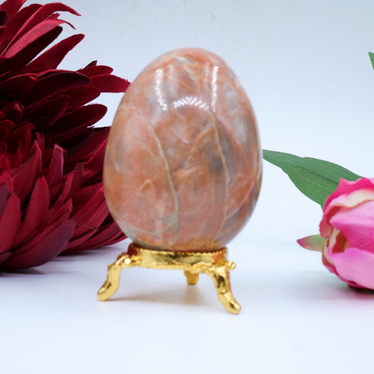 Peach Moonstone Egg — 211g (65×50mm) - Positive Faith Hope Love
