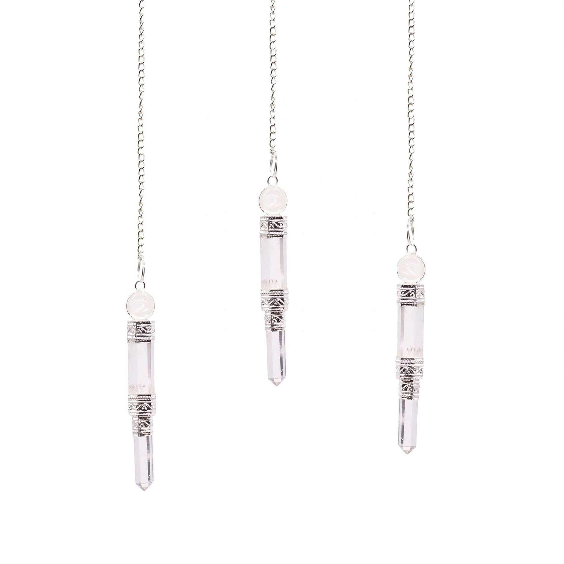 Polished Pendulum - Rock Quartz featuring natural patterning and unique variations - Positive Faith Hope Love