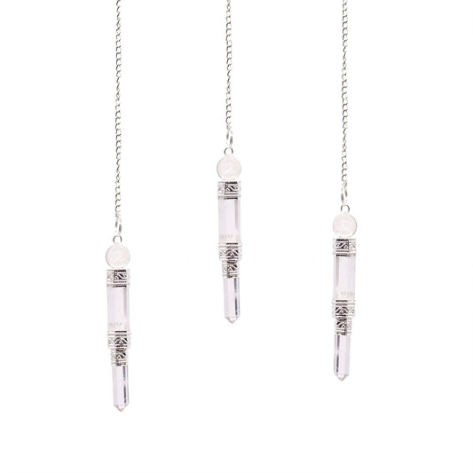 Polished Pendulum - Rock Quartz featuring natural patterning and unique variations - Positive Faith Hope Love