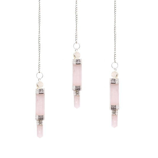Polished Pendulum Rose Quartz featuring soft pink tone and gentle translucence - Positive Faith Hope Love
