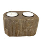 Polished Petrified Wood Candle Holder Double featuring earthy woodgrain pattern and glossy finish - Positive Faith Hope Love