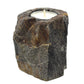 Polished Petrified Wood Candle Holder Single Low featuring earthy woodgrain pattern and glossy finish - Positive Faith Hope Love